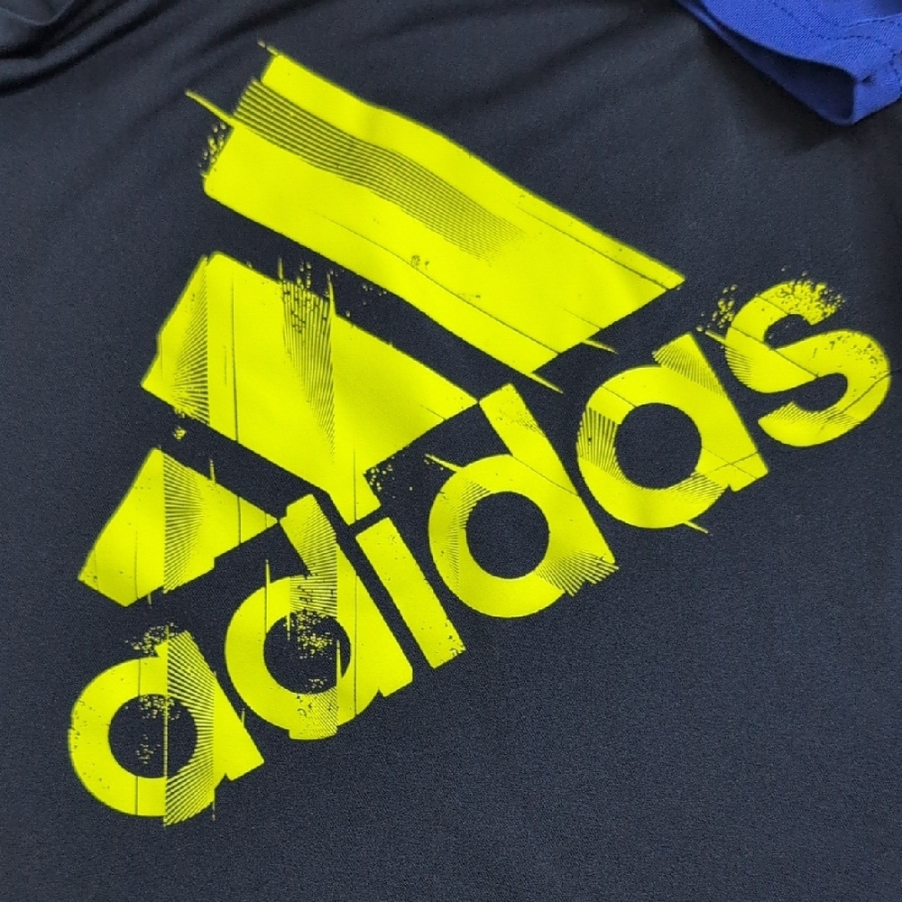2 Adidas Kids' Climate Keep Dry Active Wear Navy and Royal Blue Tees with Logo - Picture 5 of 6